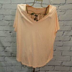 Terra & Sky Peach V-Neck Short Sleeved Tee-Shirt